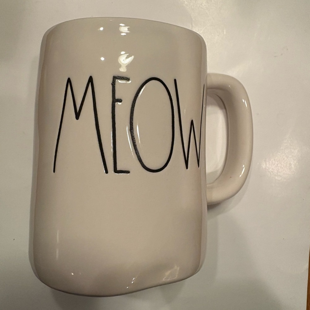 Rae Dunn Cream 'Meow' Mug